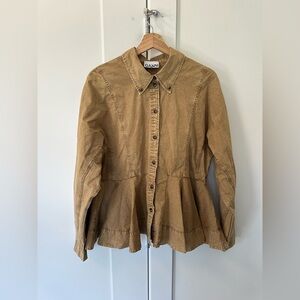GANNI Beige Washed Peplum Shirt (Brand New, Worn Once)